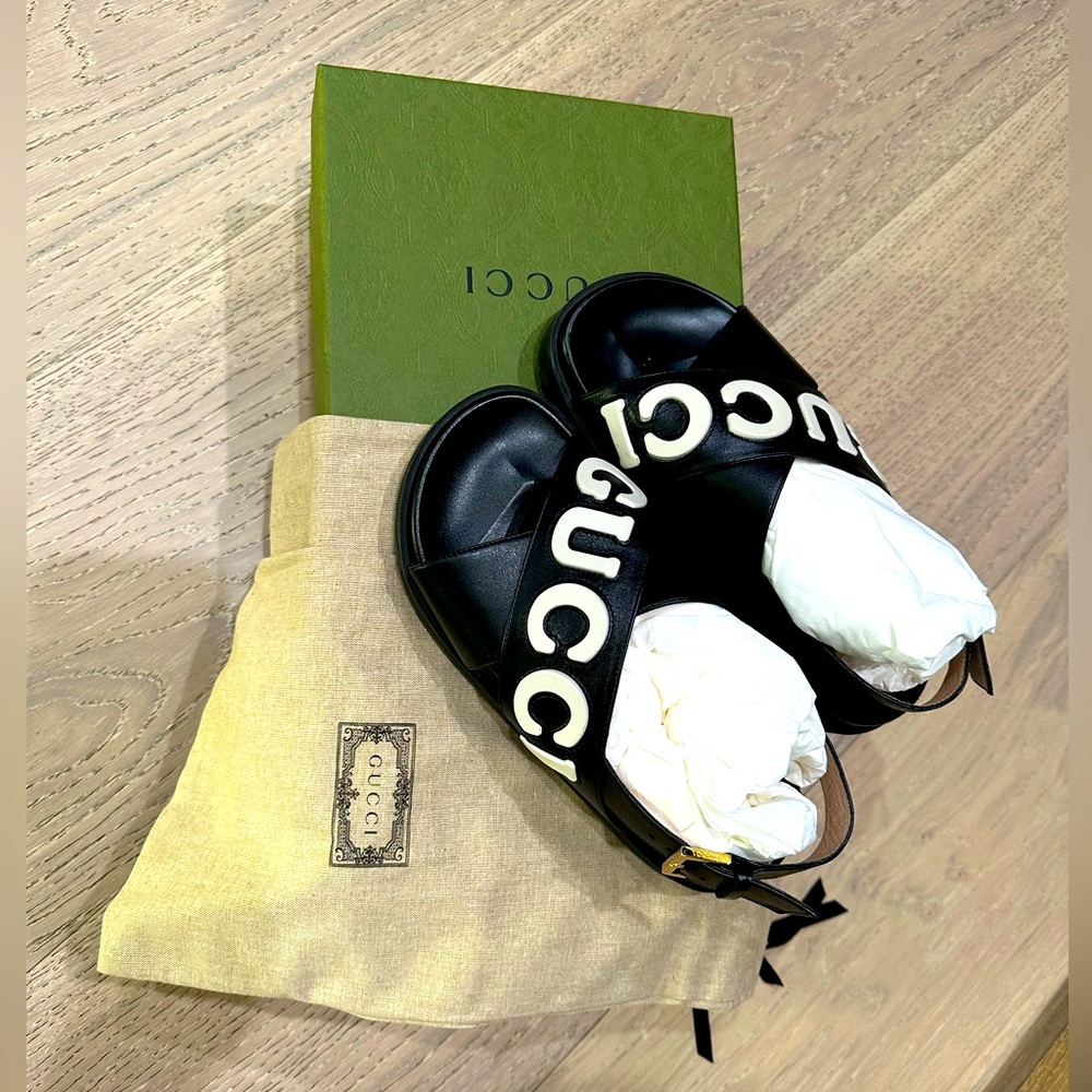 Gucci Leather Logo Sandals